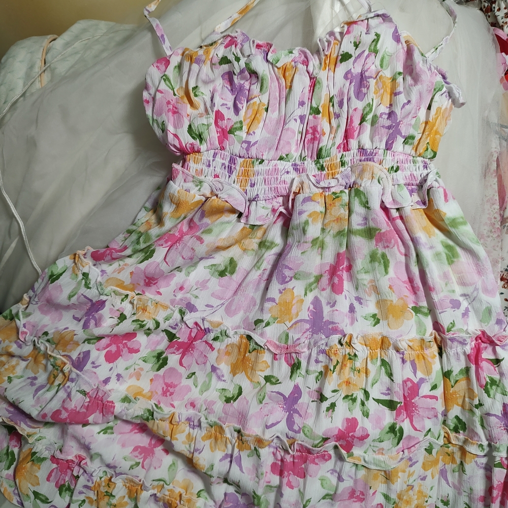 Rue21 Pink and Green Floral Dress